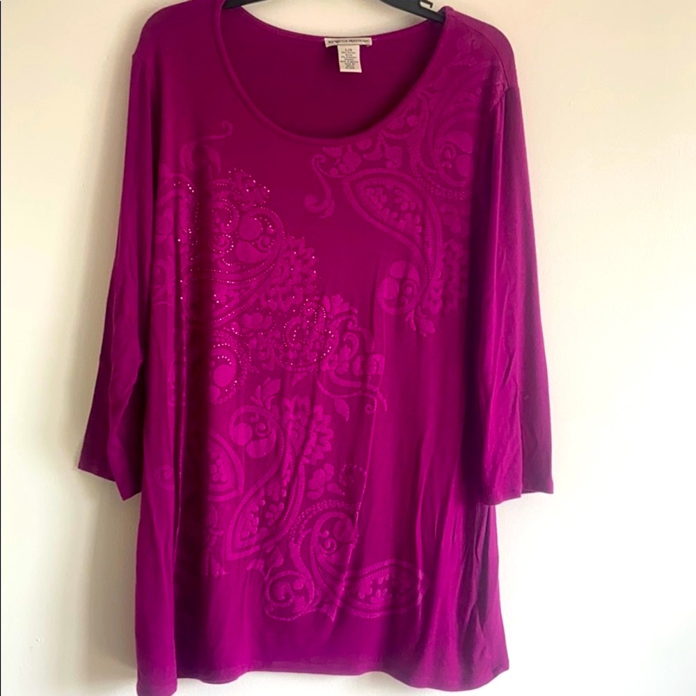 Rebecca Malone Tunic top paisley floral shirt size Large